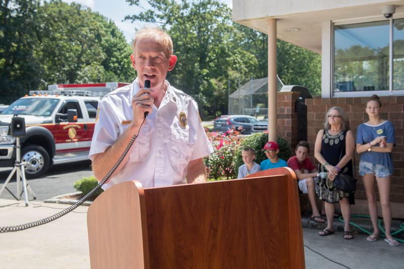 Chief Jeff White addresses the crowd. 